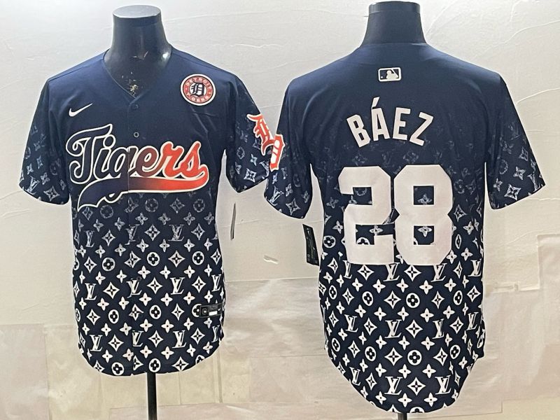 Men 2026 Detroit Tigers #28 Baez Blue Game Nike MLB Jersey 05->detroit tigers->MLB Jersey